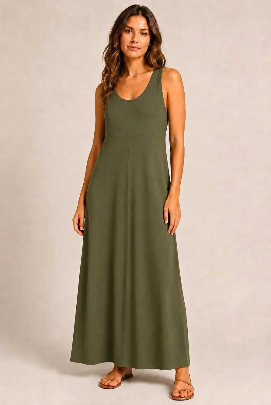 ASOS Green Scoop Neck Sleeveless Stretch Knit Maxi Dress Plus Size 20